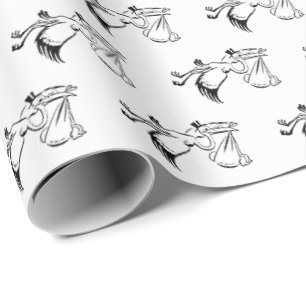 Vintage Stork Delivering a Baby #1 Wrapping Paper
