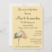 Vintage Stork Pink Blanket, Baby Shower Invitation (Back)