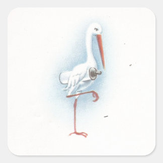 Vintage Stork Square Sticker