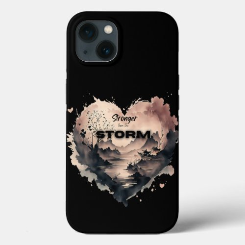 Vintage Stormy Heart Stay Strong Christian iPhone 13 Case