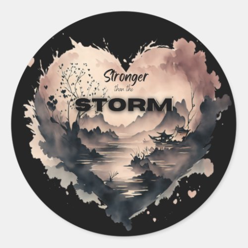 Vintage Stormy Heart Stay Strong Christian Classic Round Sticker