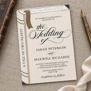 Vintage Story Fairy Tale Library Book Gold Wedding Invitation