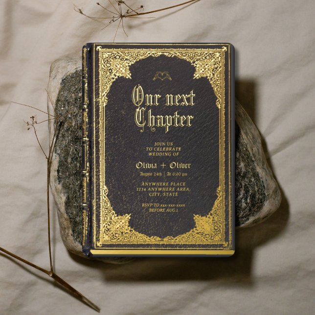 Vintage story fairy tale library book wedding  foil invitation (Creator Uploaded)