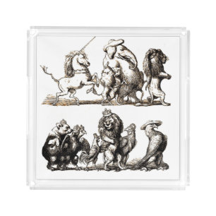 Vintage Storybook Animal Parade: Nursery Wall Art Acrylic Tray