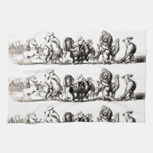 Vintage Storybook Animal Parade: Nursery Wall Art Kitchen Towel