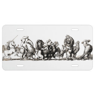Vintage Storybook Animal Parade: Nursery Wall Art License Plate