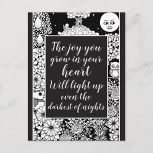 Vintage Storybook Art   Inspirational Quote on Joy Postcard