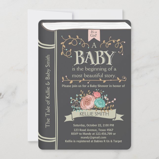 Vintage Storybook Baby shower invitation Unisex (Front)