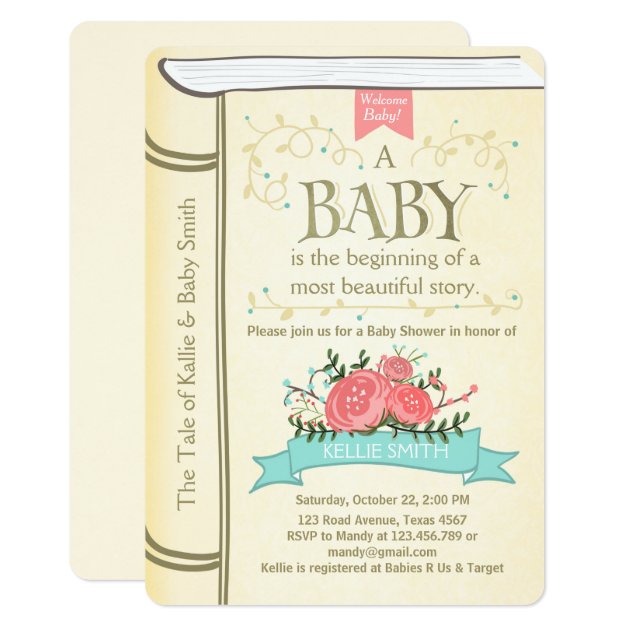 Vintage Storybook Baby Shower Invitation Yellow