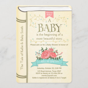 Vintage Storybook Baby shower invitation Yellow