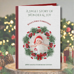 Vintage Storybook Baby's First Christmas Photo Holiday Card
