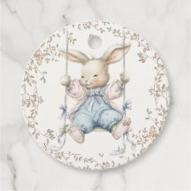 Vintage Storybook Bunny Baby Shower Favor Tags