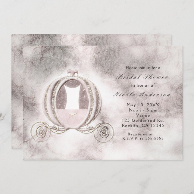 Vintage Storybook Cinderella Carriage Invitations (Front/Back)