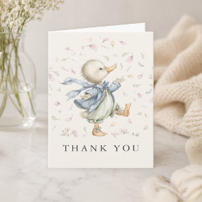 Vintage Storybook Duck Boy Baby Shower Thank You Card