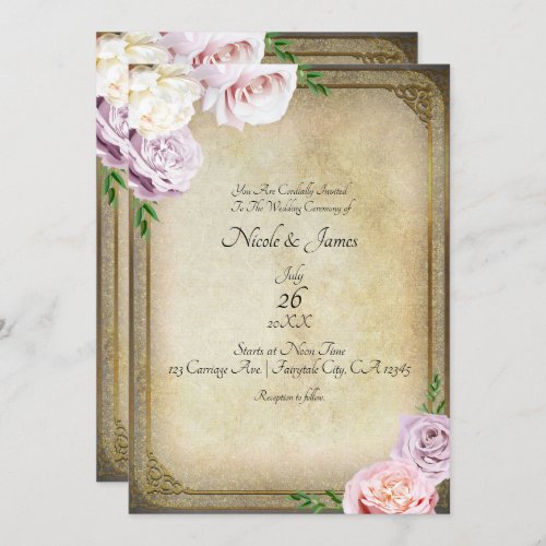 Vintage Storybook Elegant Floral Greenery Wedding Invitation