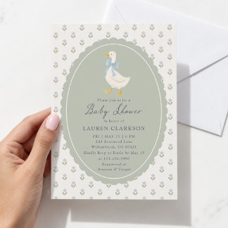 Vintage Storybook Goose Baby Shower Invitation