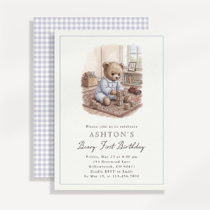 Vintage Storybook Inspired Beary First Birthday in Announcement
