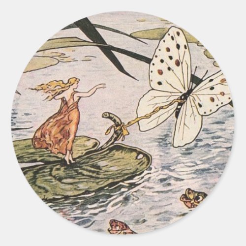 Vintage Storybook Thumbelina Classic Round Sticker