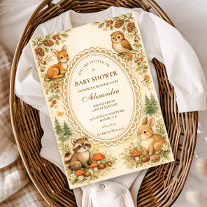 Vintage Storybook Woodland Baby Shower Invitation