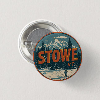Vintage Stowe, VT outdoor winter trails ski slops Button