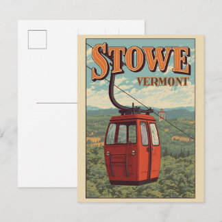 Vintage Stowe, VT outdoor winter trails ski slops  Postcard