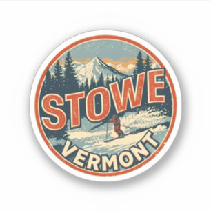 Vintage Stowe, VT outdoor winter trails ski slops Sticker