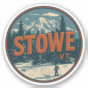 Vintage Stowe, VT outdoor winter trails ski slops Sticker