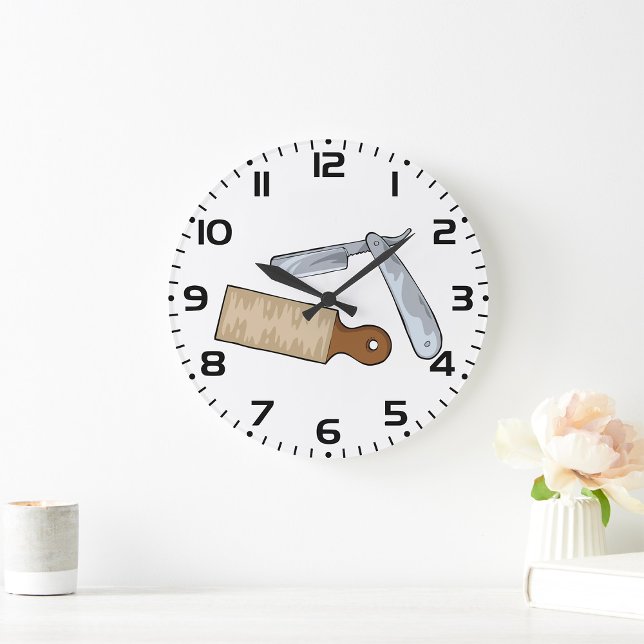 Vintage Straight Razor and Strop Barber Shop  Large Clock (Creator Uploaded)