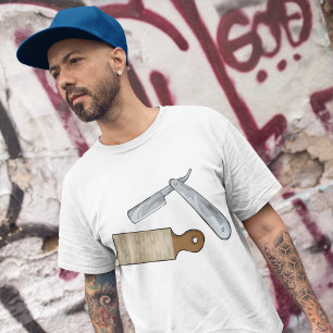 Vintage Straight Razor and Strop Barber Shop  T-Shirt