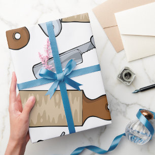 Vintage Straight Razor and Strop Barber Shop Wrapping Paper