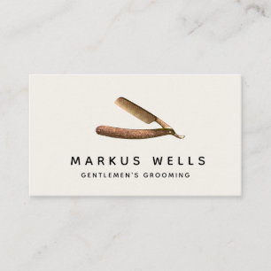 Vintage Straight Razor Barber Shop Business Card