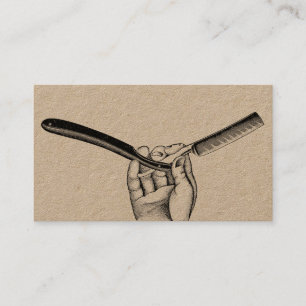 Vintage Straight Razor / Extra Thick Unbleached Business Card