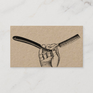 Vintage Straight Razor / Extra Thick Unbleached Business Card
