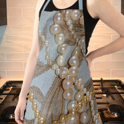 Vintage Strands of Pearls on Tapestry apron