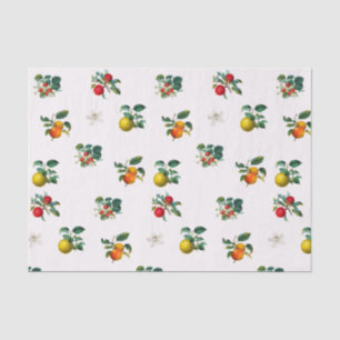 Vintage Strawberries and Apple Branches Black Tissue Paper
