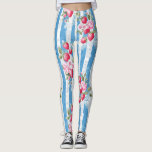 Vintage Strawberries & Blooms on Blue Stripes Leggings<br><div class="desc">A charming vintage-style pattern featuring hand-drawn strawberries and delicate flowers arranged over soft blue and white vertical stripes. This nostalgic leggings evokes the warmth of countryside summers and fresh garden mornings—perfect for spring and summer-inspired themes,  seasonal aesthetics,  and thoughtful gifting moments.</div>