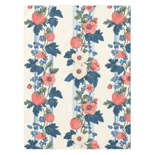 Vintage Strawberries & Blue Leaves Floral Pattern Tablecloth