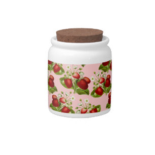 vintage strawberries candy jar