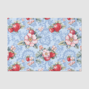 Vintage Strawberries & Flowers Pattern Tissue Paper