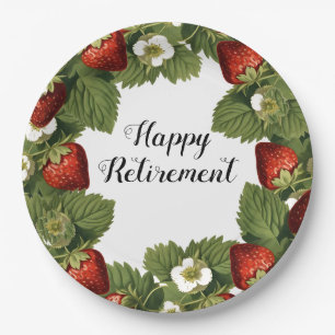 vintage strawberries - Happy Retirement Paper Plates
