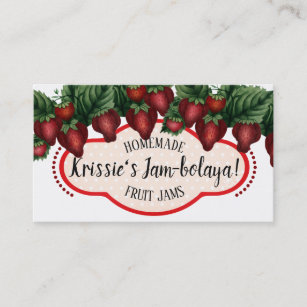 Vintage strawberries home canning business card