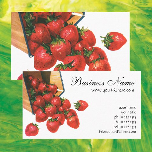 Vintage Strawberries in Basket Food Fruit Berries Business Card
