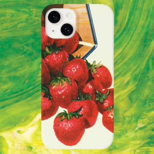 Vintage Strawberries in Basket Food Fruit Berries Case_Mate iPhone 14 Case