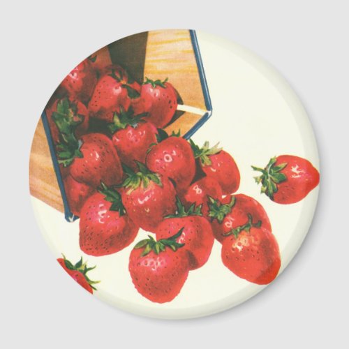 Vintage Strawberries in Basket Food Fruit Berries Magnet