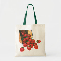 Vintage Strawberries in Basket, Food Fruit Berries Tote Bag