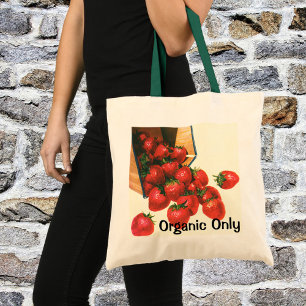 Vintage Strawberries in Basket, Food Fruit Berries Tote Bag