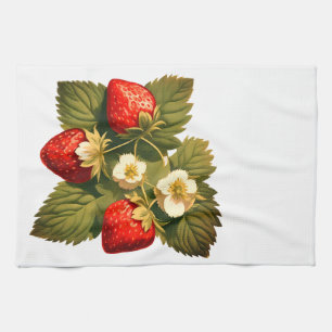 Vintage strawberries kitchen towel