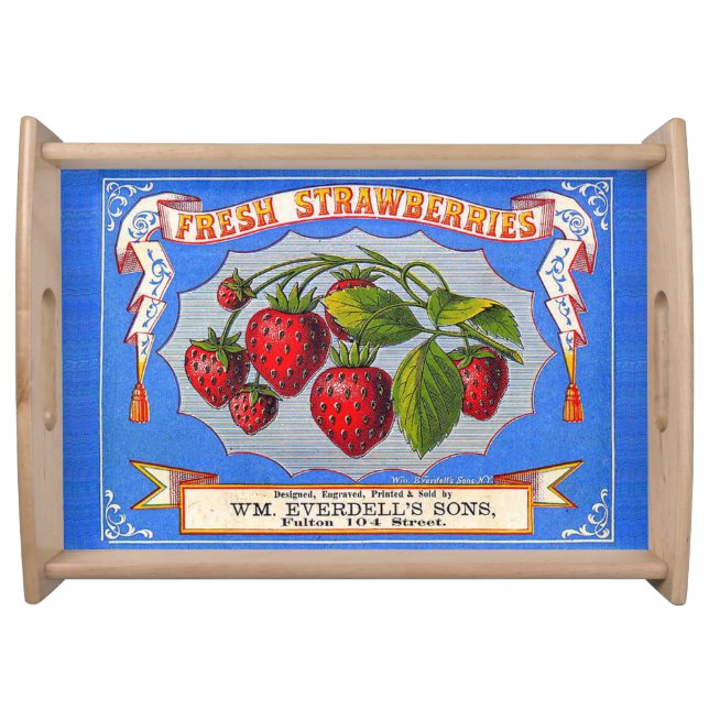 Vintage Strawberries Label Serving Tray (Front)