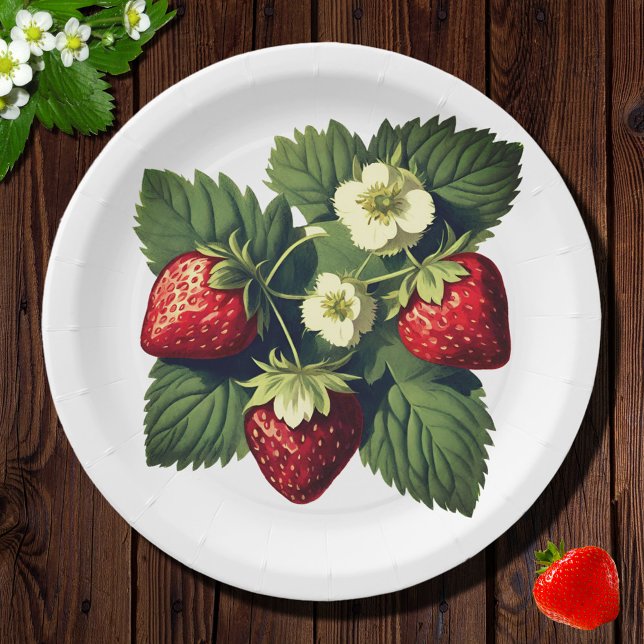 Vintage strawberries paper plates (Creator Uploaded)