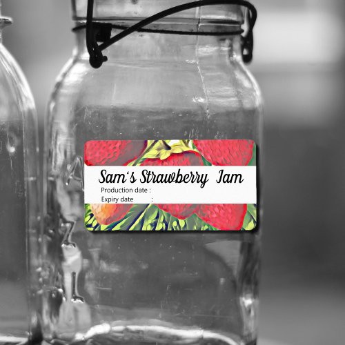 Vintage strawberries _ personalized Jam   Label